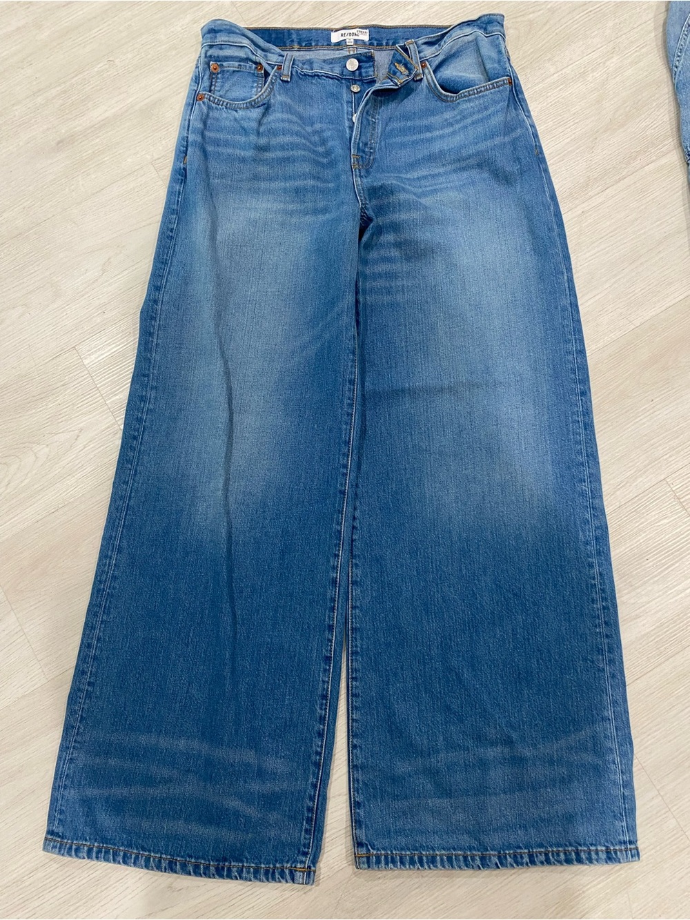Re/Done Light Blue Denim Jeans with Contrast Topstitching